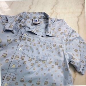 Mecca USA Victory Series Mens XXL Blue Monogram Logo Short Sleeve Button Shirt